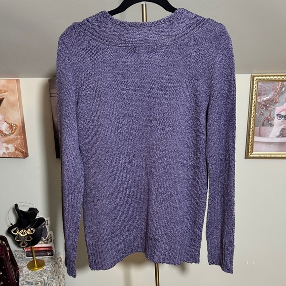 EUC Carolyn Taylor Purple Heather Embellished Neck Sweater So Soft - Picture 2 of 6